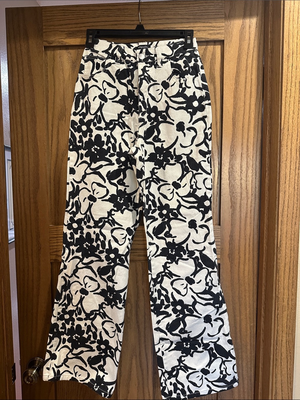 Black & White Floral Wide Leg Pants